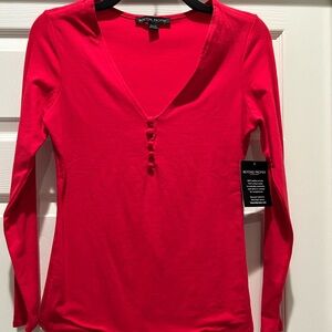 NWT- Boston Proper Red Fitted Long Sleeve Top